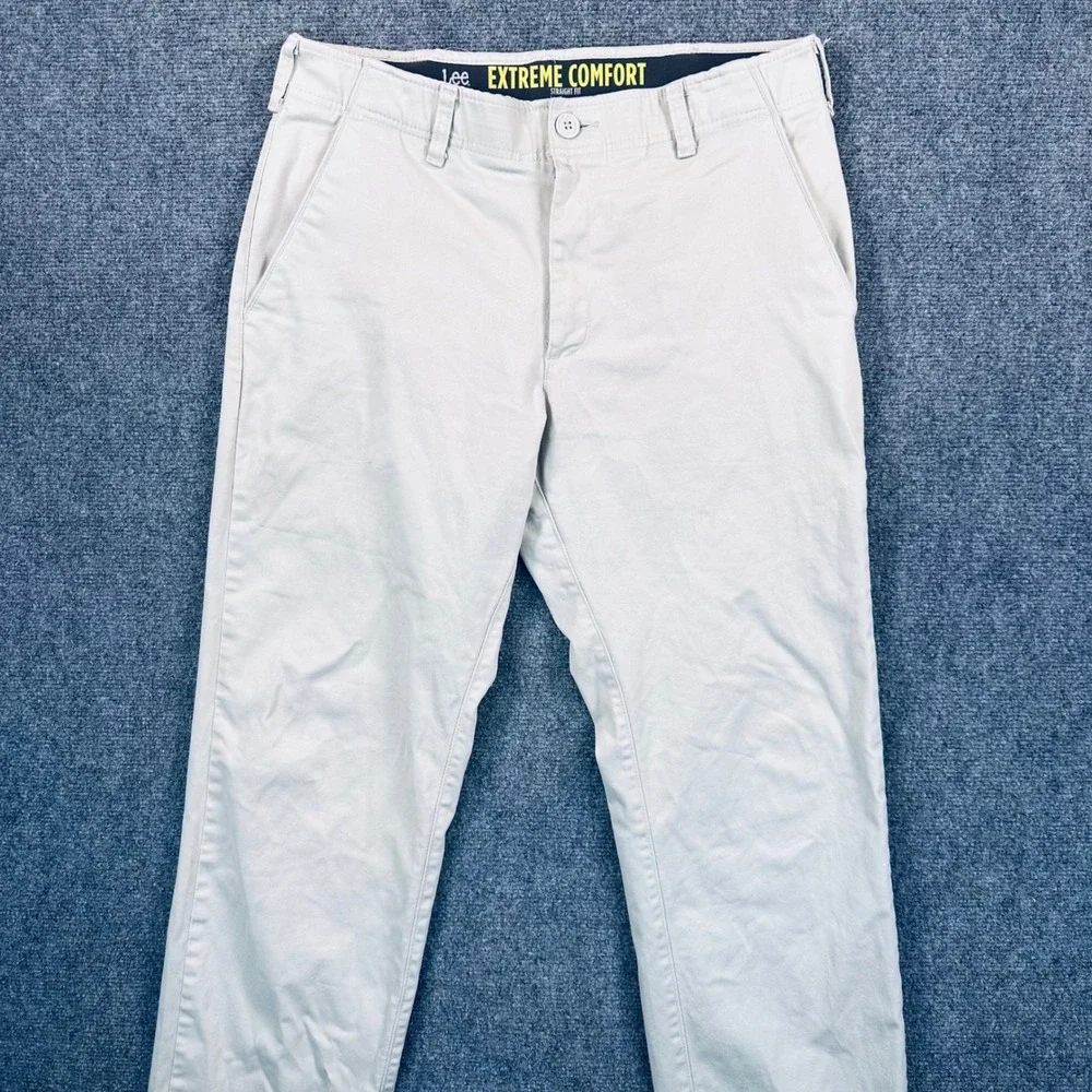 Lee Extreme Comfort Straight Fit Pants Men's 34x30 Khaki Tan Performance Chino - Picture 2 of 10